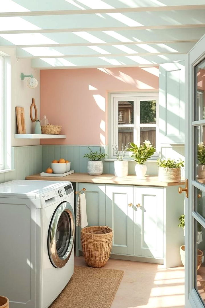 Soft Pastel Laundry Oasis - 22 Outdoor Laundry Area Design Ideas