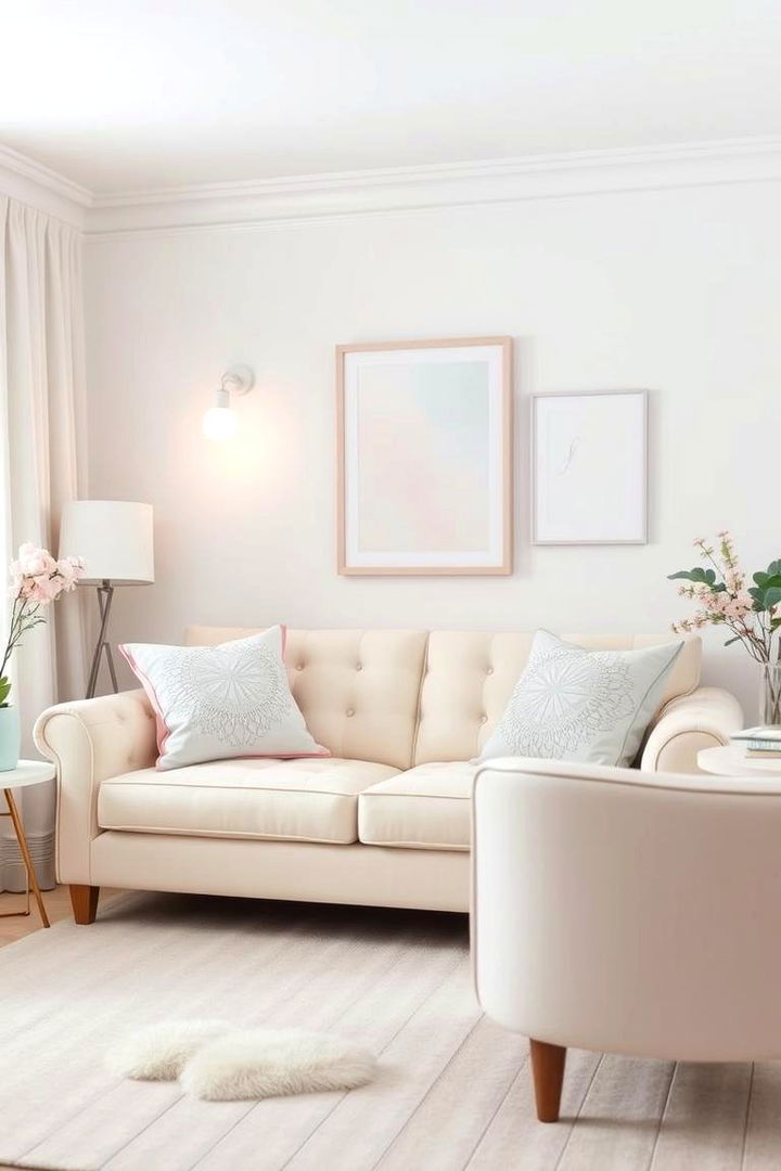 Soft Pastel Palette - 22 Cream Couch Living Room Ideas