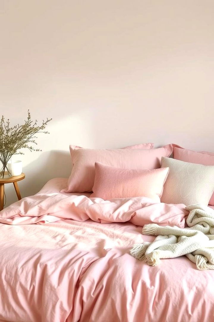 Soft Pastel Pink Bedding Harmony - 22 Pink Bedroom Ideas