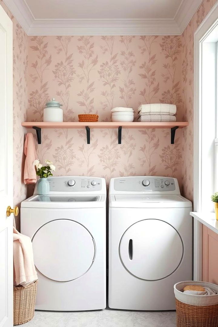 Soft Pastel Statements - 22 Laundry Room Wallpaper Ideas