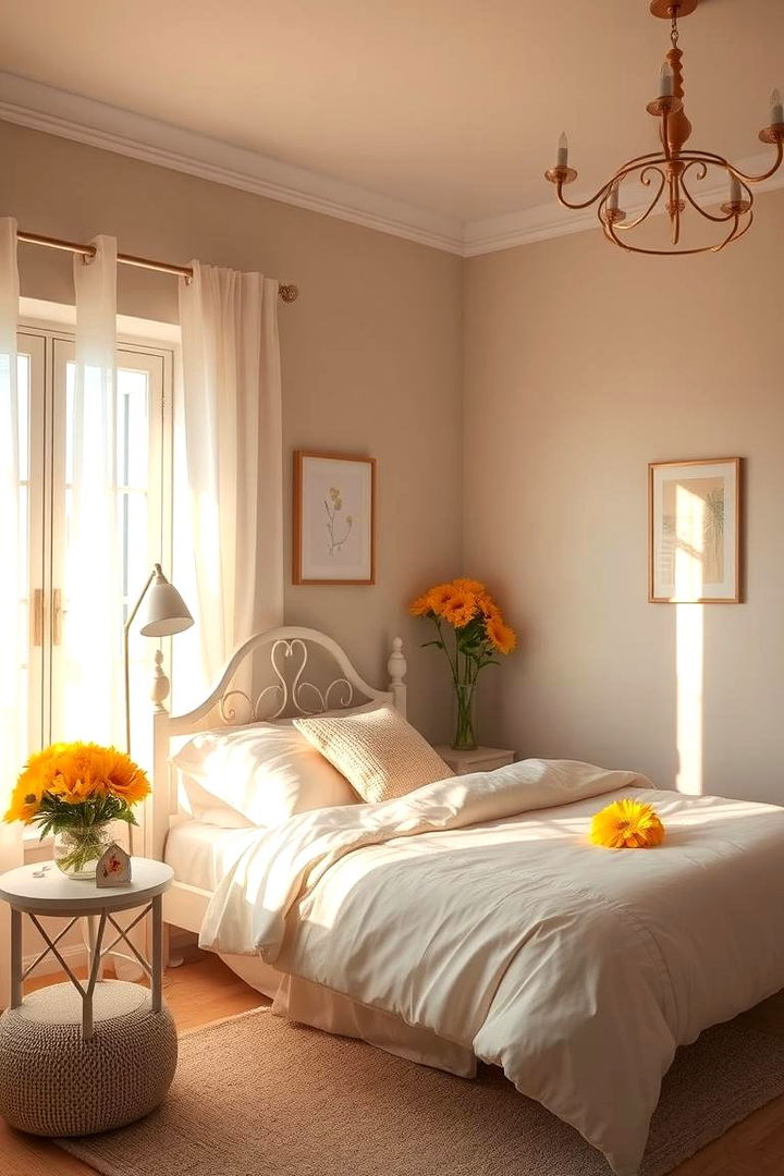 Soft Pastel Sunflower Ambiance - 22 Sunflower Bedroom Ideas