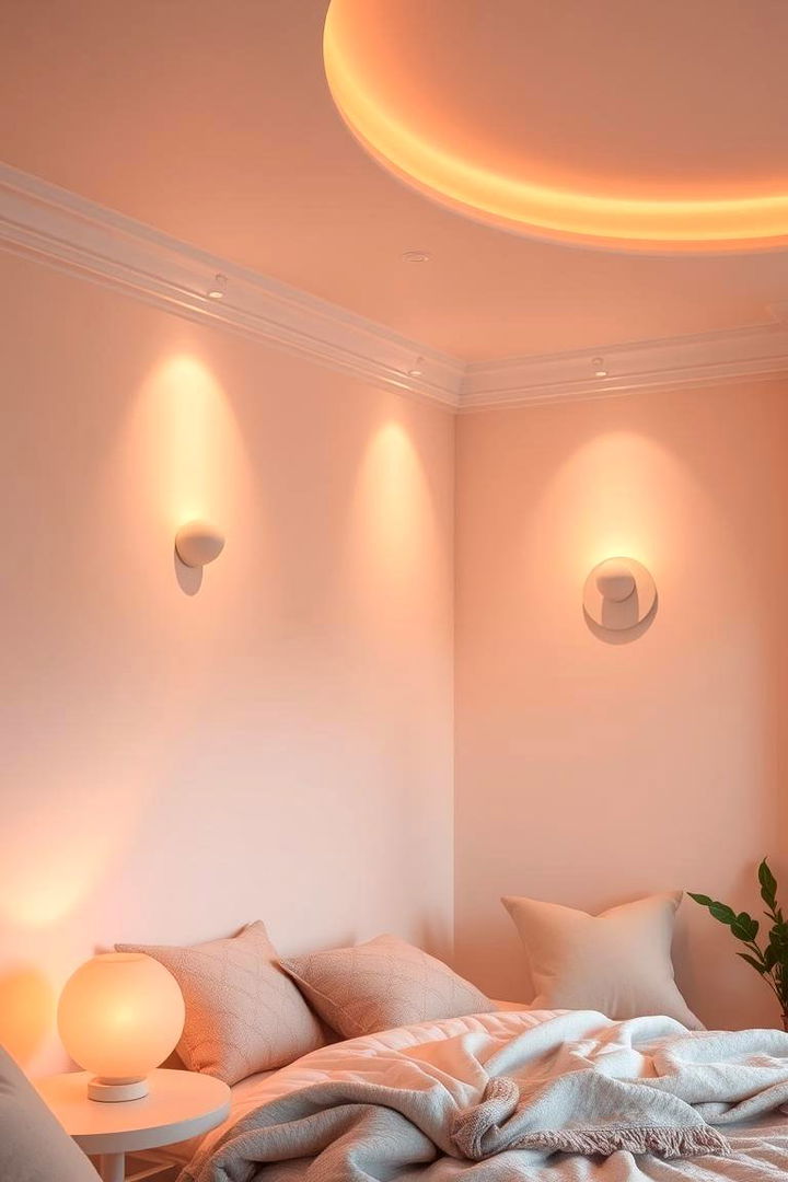 Soft Peach Lighting Accents - 22 Peach Bedroom Ideas