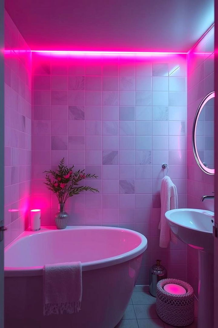 Soft Pink Lighting Accents - 22 Pink Bathroom Ideas