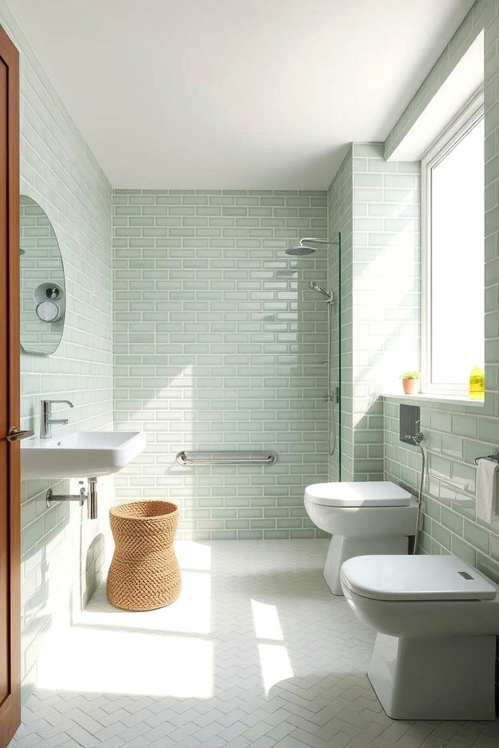 Soft Sage Serenity - 22 Green Tile Bathroom Ideas