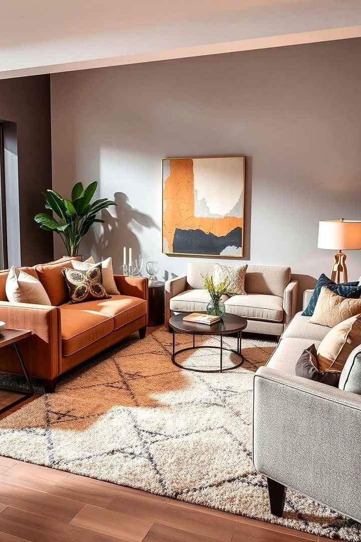 Soft Textures Meet Bold Geometry - 22 Transitional Living Room Ideas