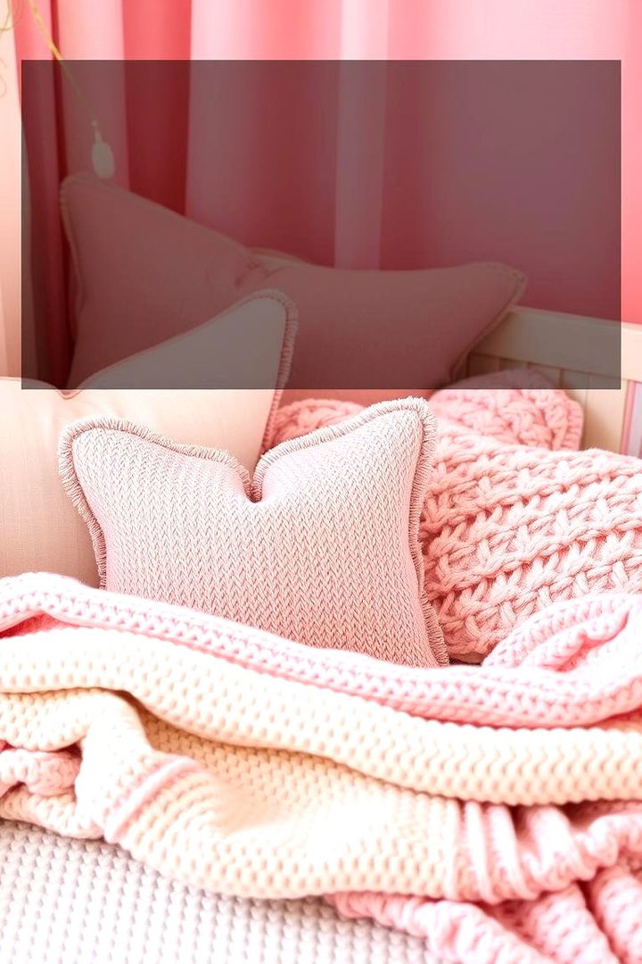 Soft Throw Pillows and Blankets - 22 Pink Nursery Ideas