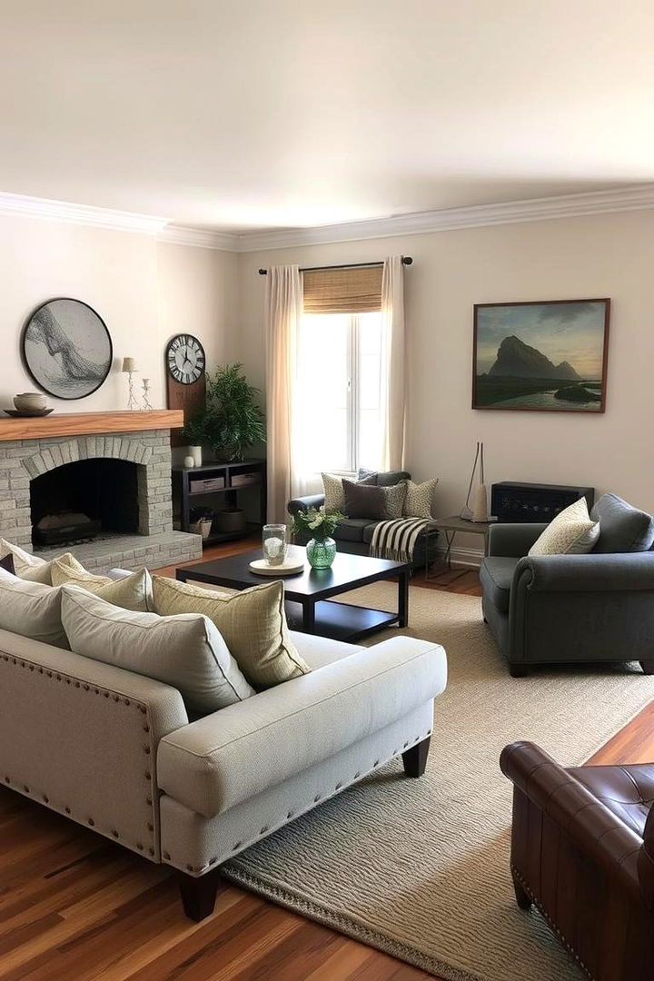 Soft and Rugged Balance - 22 Mismatched Sofas in Living Room Ideas