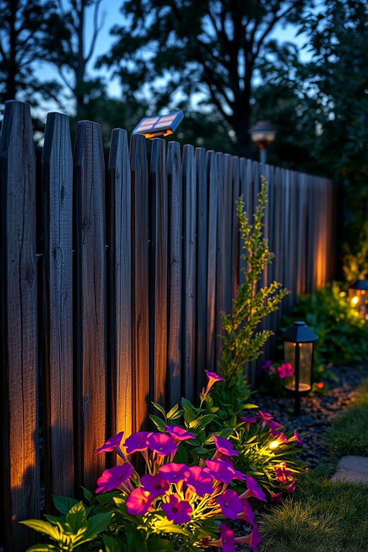 Solar Powered Garden Lighting - 22 Simple Fence Line Landscaping Ideas