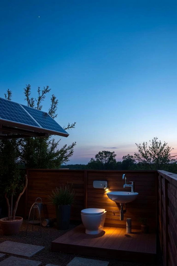 Solar Powered Illumination - 22 Rustic Outdoor Bathroom Ideas