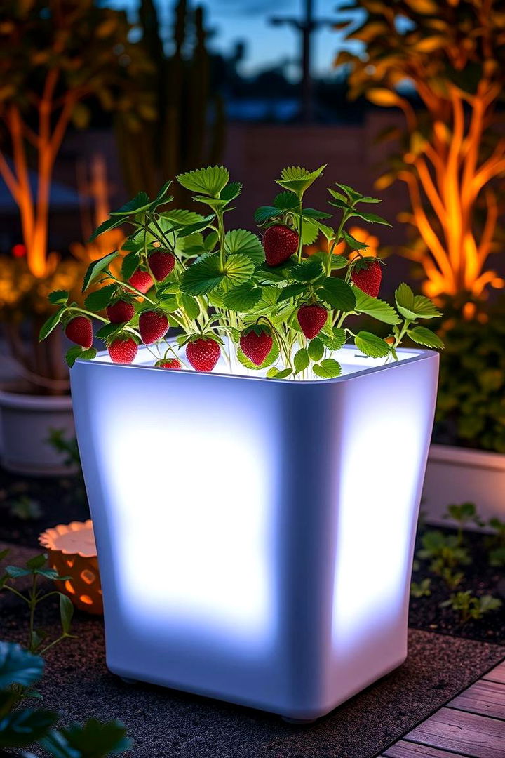 Solar Powered LED Strawberry Planter - 22 Strawberry Planter Ideas