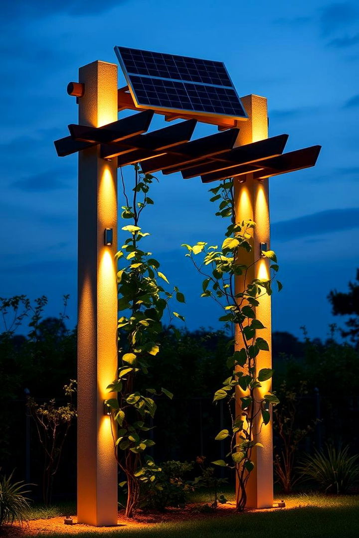 Solar Powered Lighted Trellis - 22 Cucumber Trellis Ideas