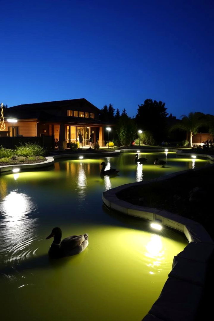 Solar Powered Pond Lighting - 22 Duck Pond Ideas