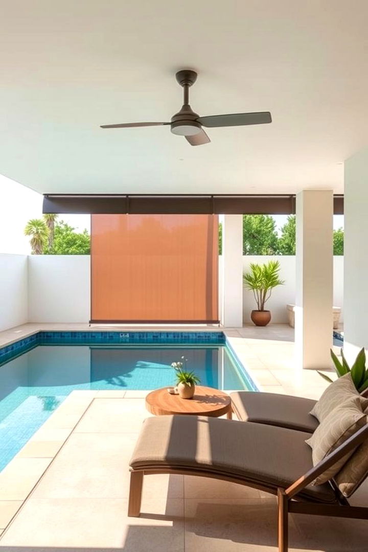 Solar Powered Privacy Shades for Modern Look - 22 Pool Privacy Ideas