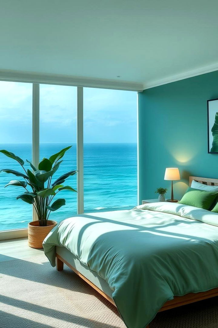 Soothing Shades of Blue and Green - 22 Coastal Bedroom Ideas