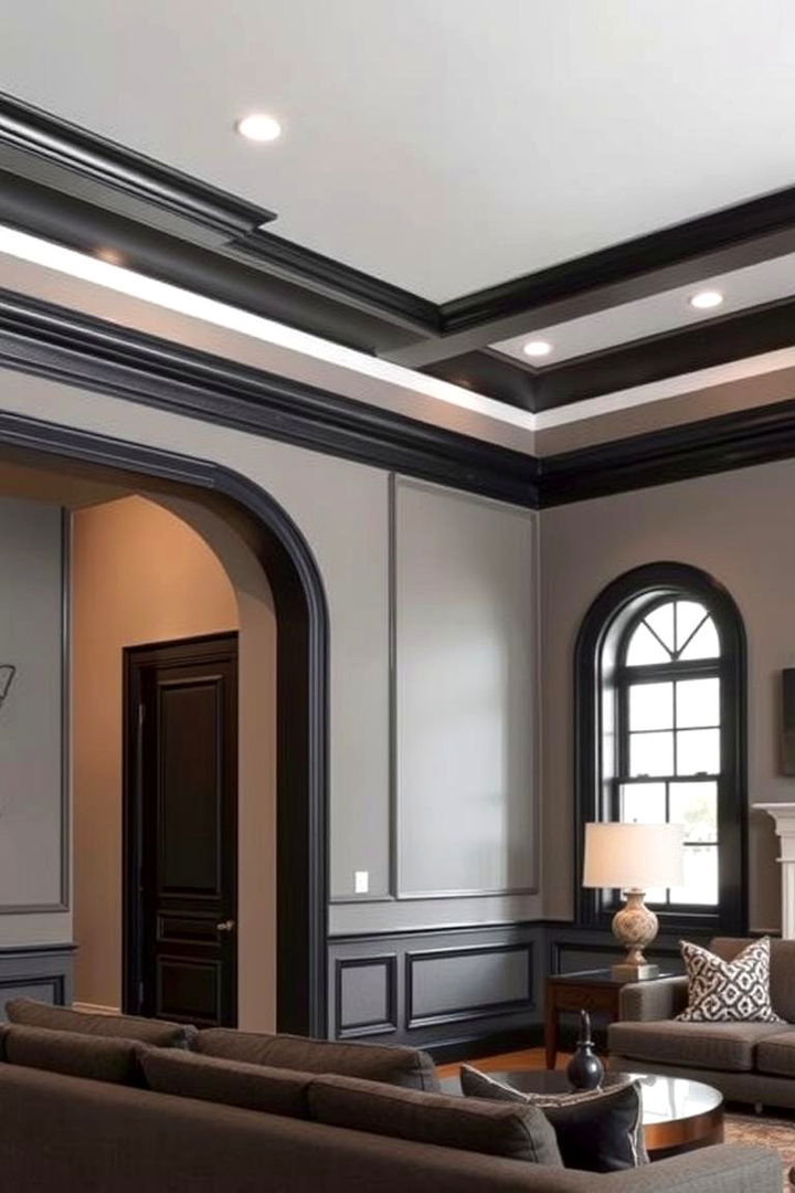 Sophisticated Architectural Details - 22 living room grey walls black trim