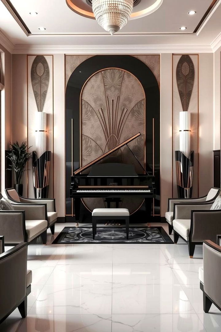 Sophisticated Art Deco Piano Room - 22 Piano Room Ideas