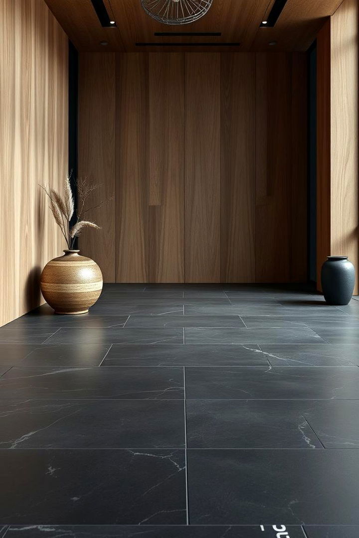 Sophisticated Black Stone Finish - 22 Black Floor Bedroom Ideas