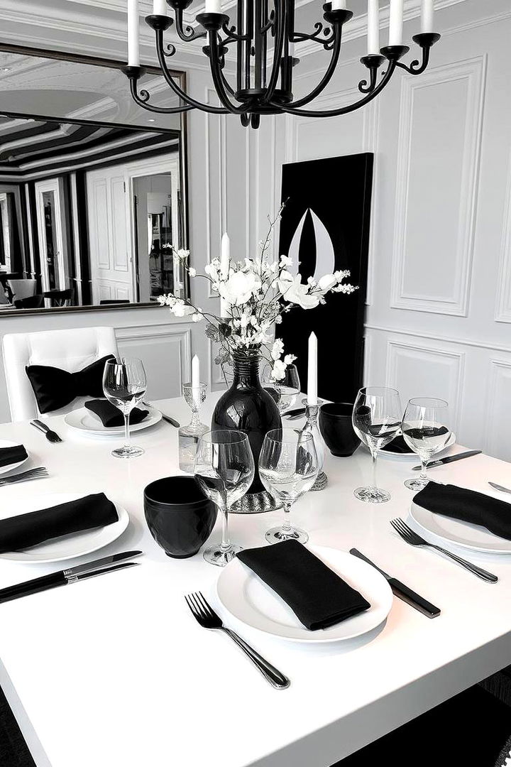 Sophisticated Black and White Tablescape - 22 Tablescape Ideas