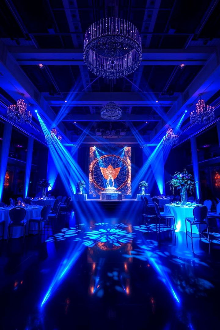 Sophisticated Blue Lighting - 22 Blue Wedding Theme Ideas