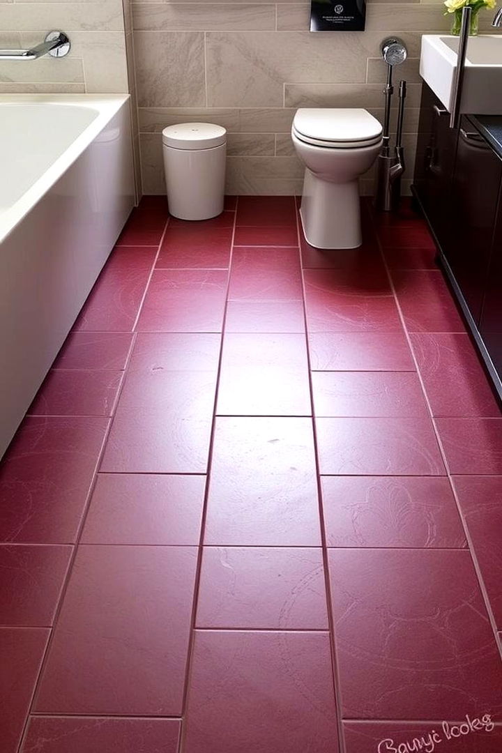 Sophisticated Burgundy Floor Tiles - 22 Burgundy Bathroom Ideas