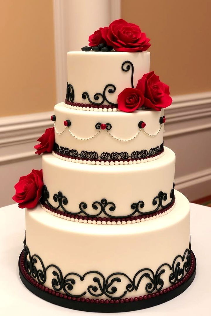 Sophisticated Cake Designs - 22 Red and Black Wedding Ideas