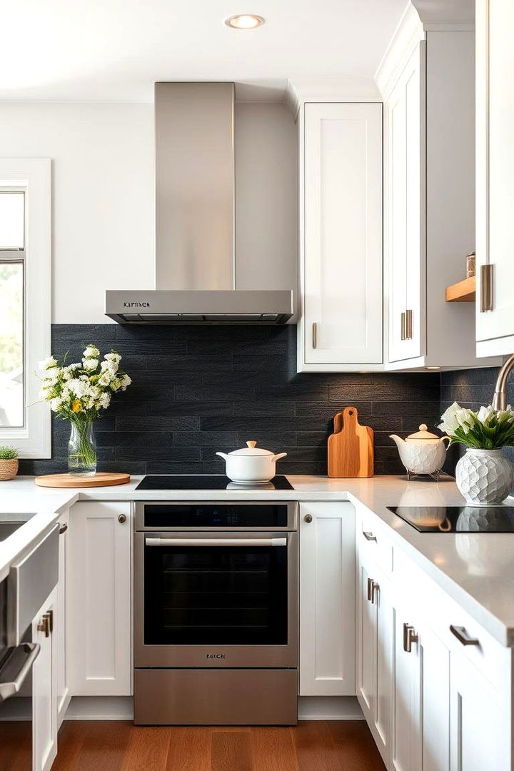 Sophisticated Color Harmony - 22 Kitchen With Black Backsplash