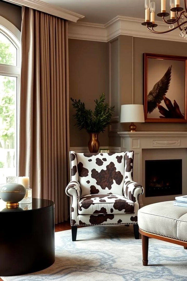 Sophisticated Cow Print Upholstery - 22 Cow Print Room Decor Ideas