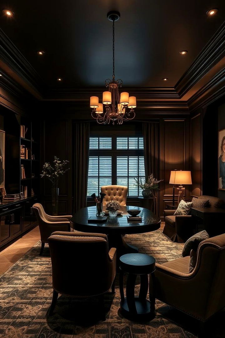 Sophisticated Dark Office Retreat - 22 dark home office design ideas