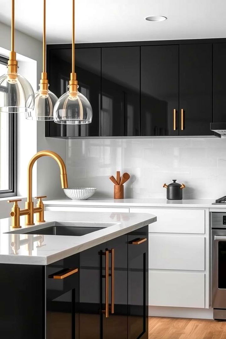 Sophisticated Fixture Displays - 22 black white and gold kitchen ideas