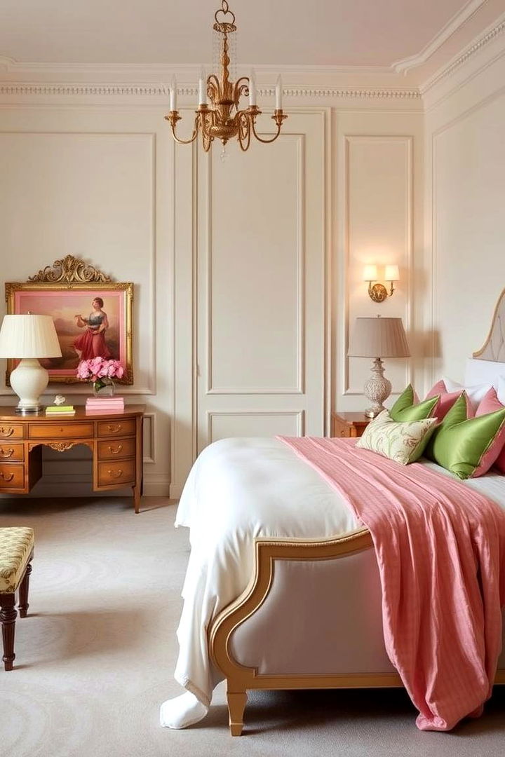 Sophisticated Furniture Pairing - 22 Pink and Green Bedroom Ideas