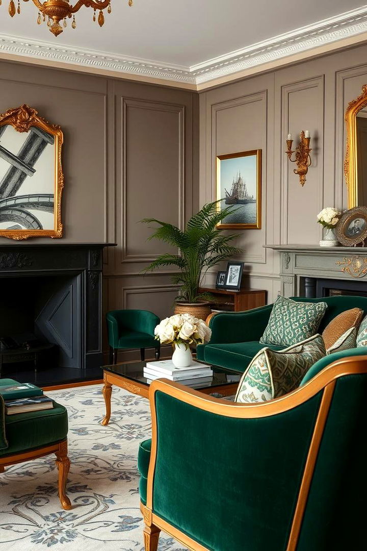 Sophisticated Gold Furniture - 22 Green and Gold Living Room Ideas