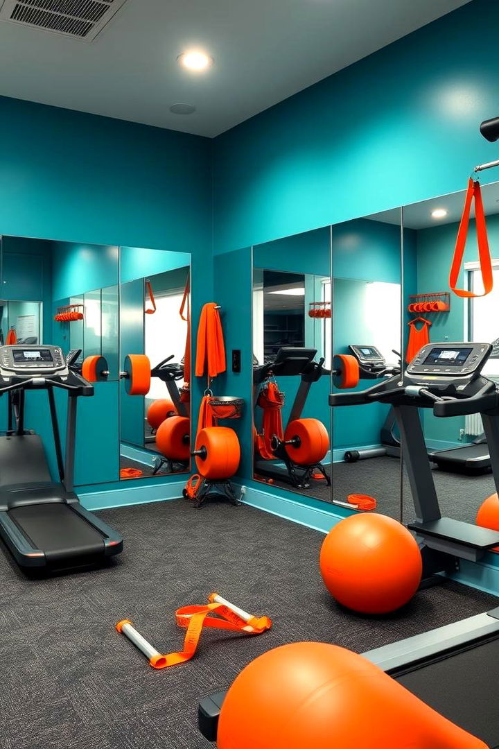 Sophisticated Home Gym - 22 Teal and Orange Color Scheme for Your Rooms