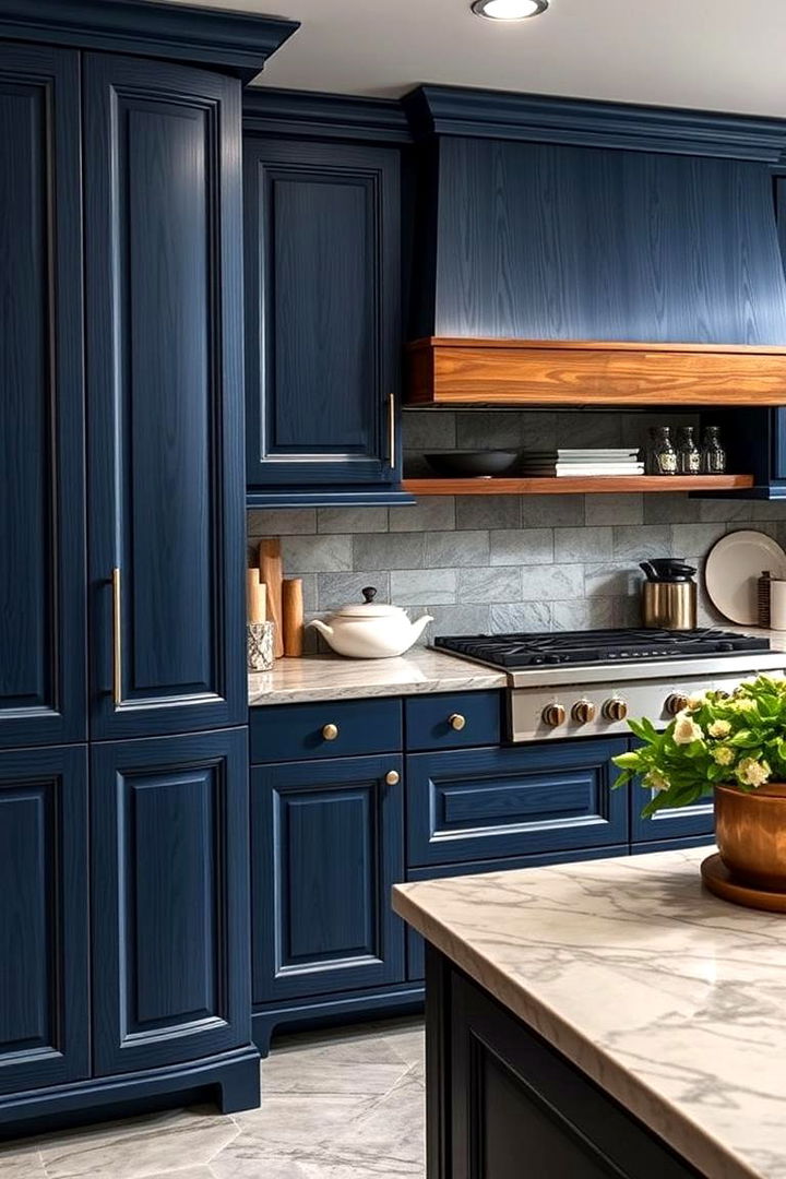 Sophisticated Material Textures - 22 blue farmhouse kitchen cabinets