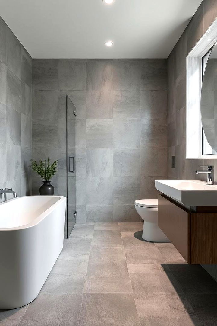 Sophisticated Matte Look - 22 Gray Floor Bathroom Ideas