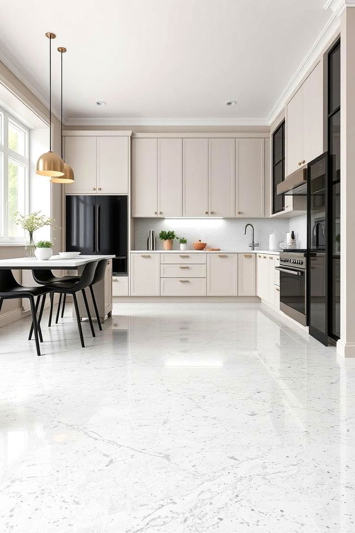 Sophisticated Monochrome - 22 Terrazzo Kitchen Floor Ideas