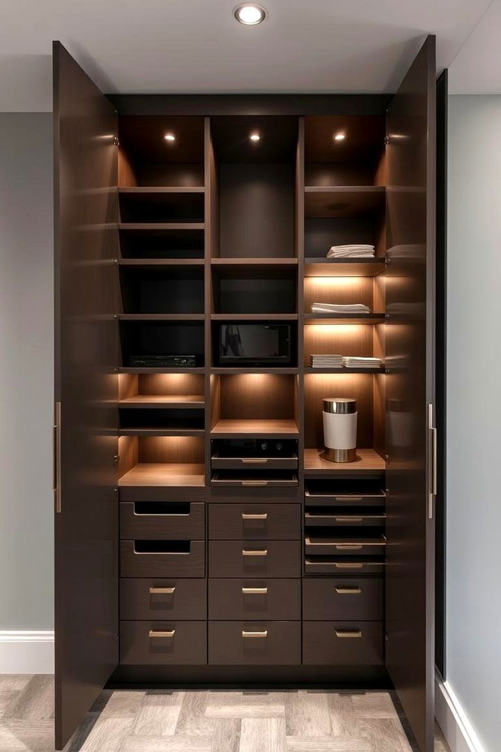 Sophisticated Multi Functional Cabinets - 22 Basement Furniture Ideas