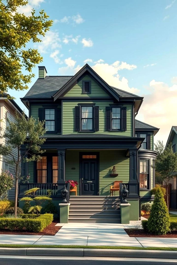 Sophisticated Neighborhood Impression - 22 Green House Exterior With Black Trim