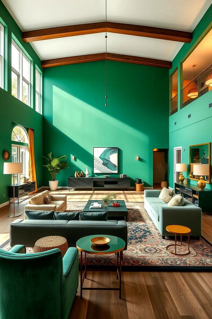 Sophisticated Open Layouts - 22 Emerald Green and Gold Living Room Ideas