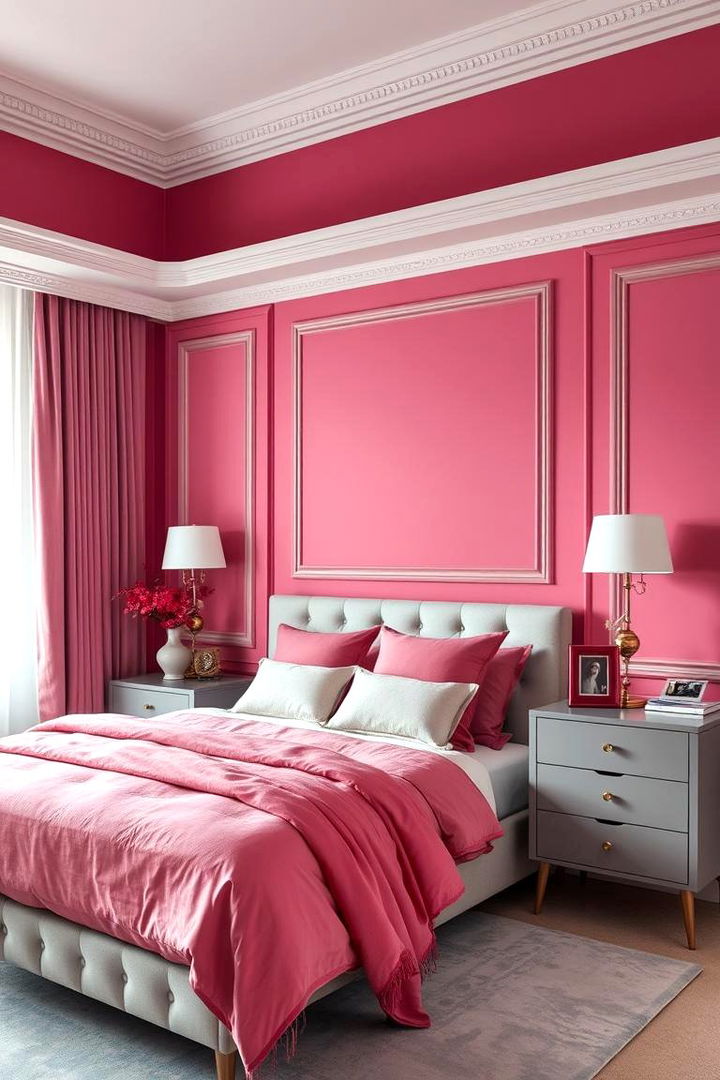 Sophisticated Pink and Grey - 22 Hot Pink Bedroom Ideas