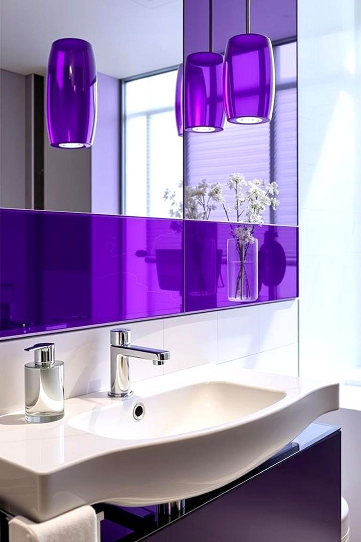 Sophisticated Purple Glass Elements - 22 Purple Bathroom Ideas