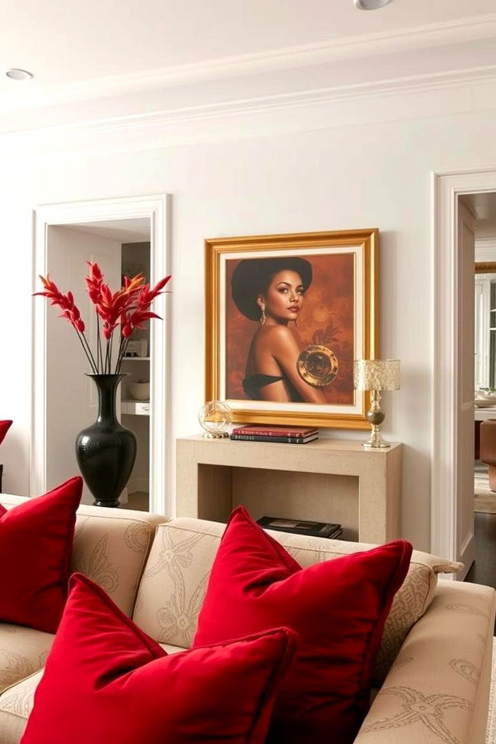 Sophisticated Red Details - 22 Red Bedroom Ideas