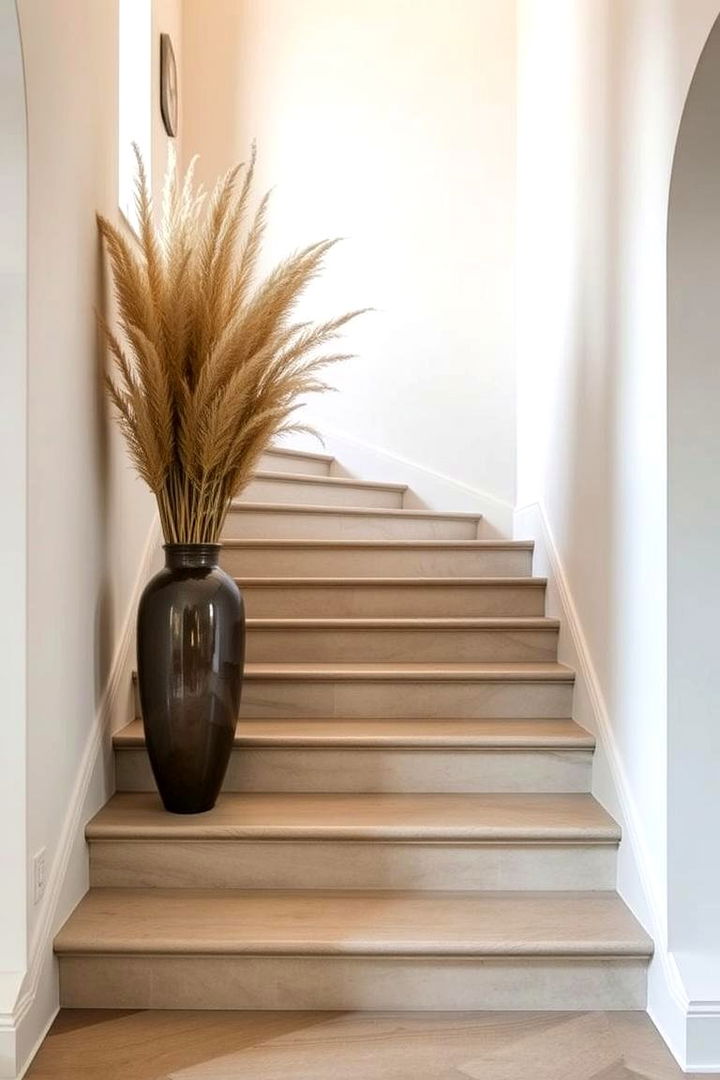 Sophisticated Staircase Accent - 22 Pampas Grass Decor Ideas