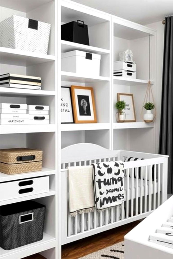 Sophisticated Storage Solutions - 22 Black and White Nursery Ideas