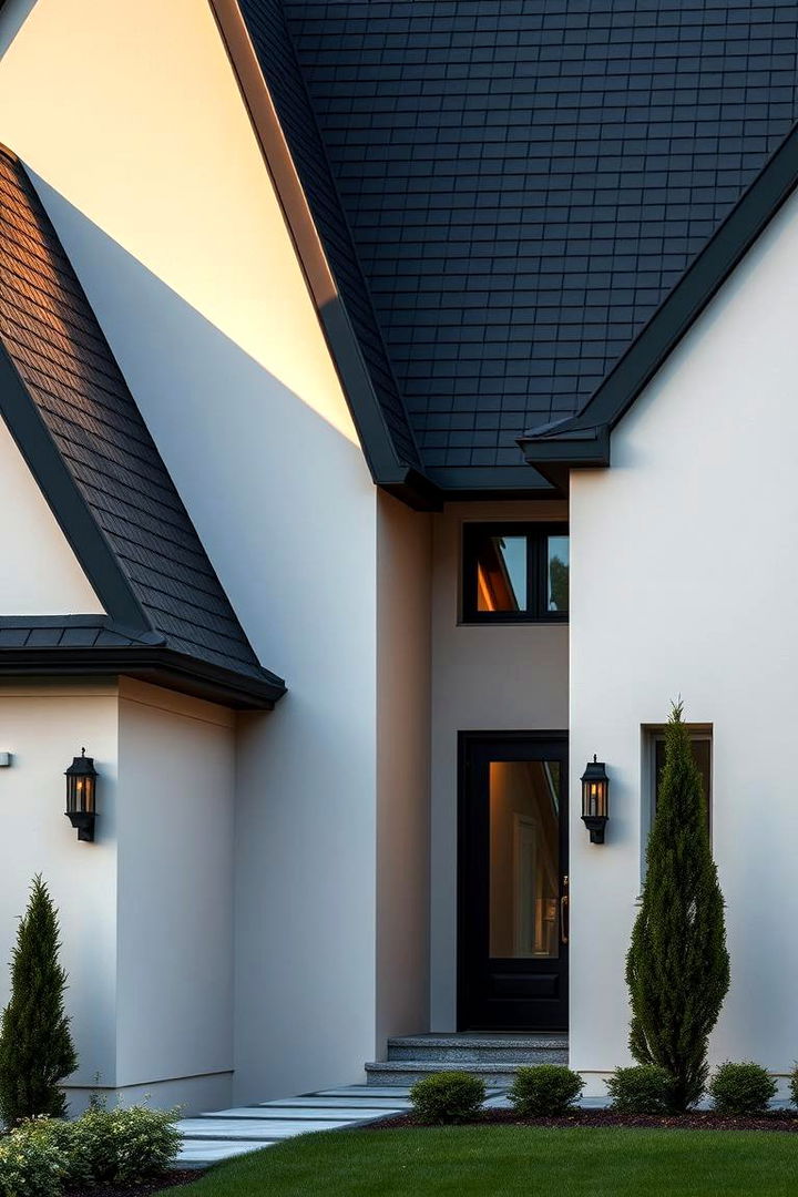 Sophisticated Stucco Fusion - 22 Exterior Home with a Black Roof Ideas