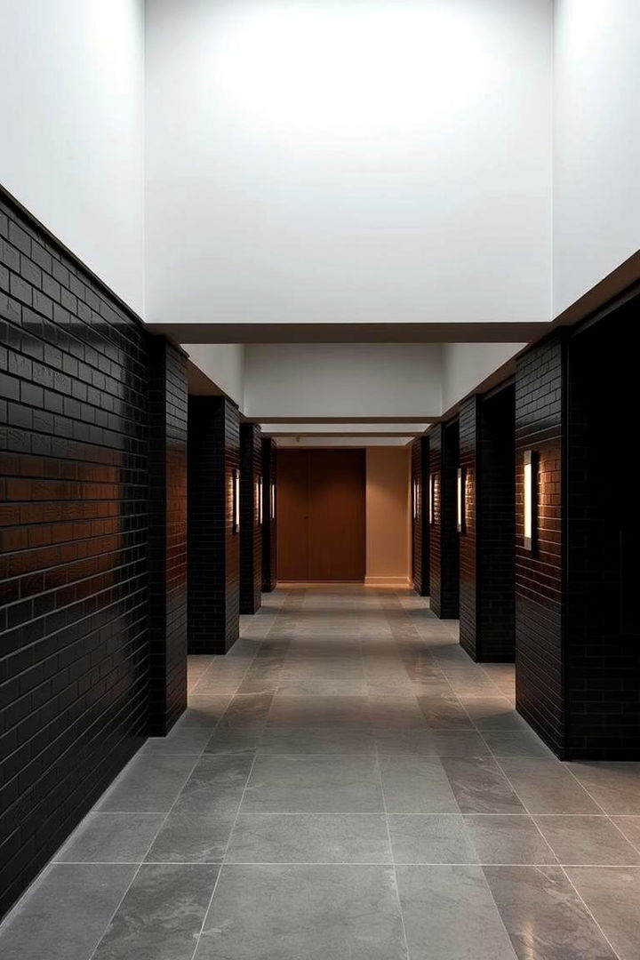 Sophisticated Symmetry - 22 Black Brick Fireplace Ideas