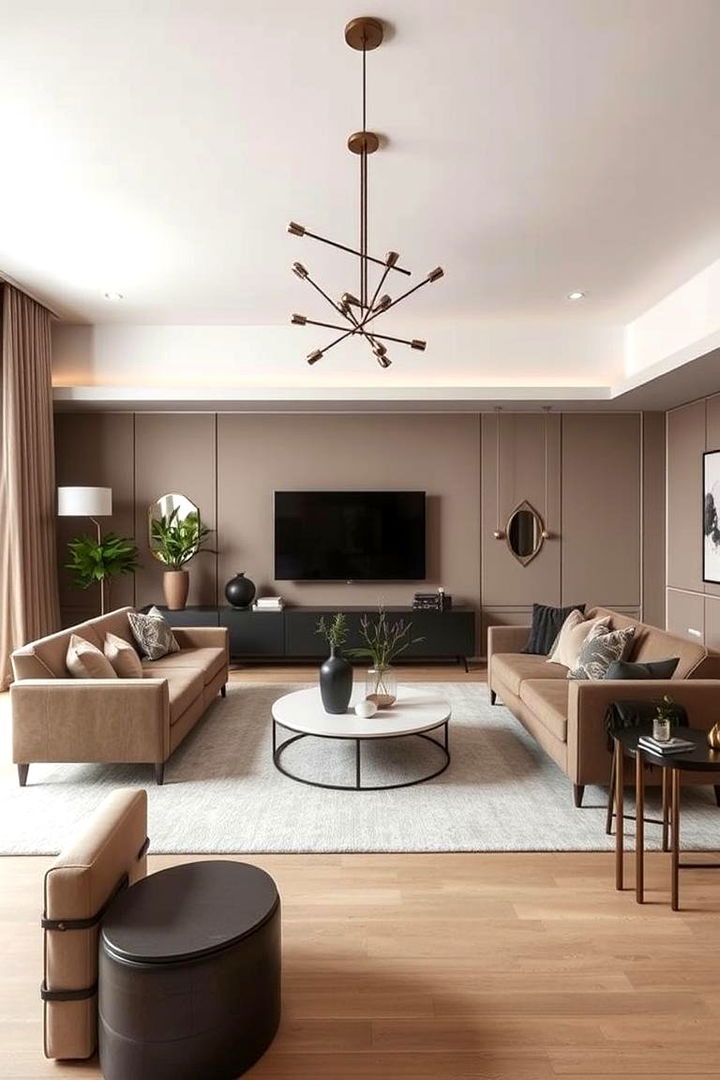 Sophisticated Taupe Contemporary Space - 22 Taupe Living Room Ideas
