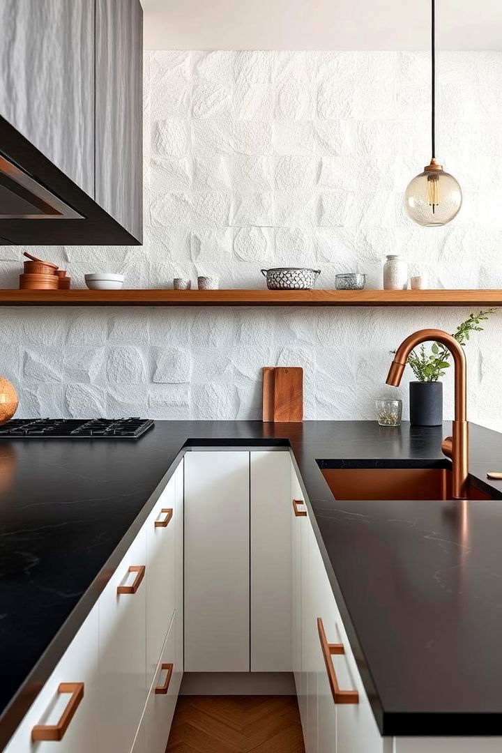 Sophisticated Textural Mix - 22 black and copper kitchen ideas