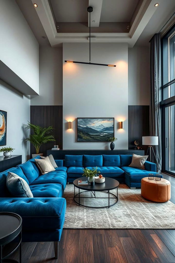 Sophisticated Urban Living - 22 Blue Couch Living Room Ideas