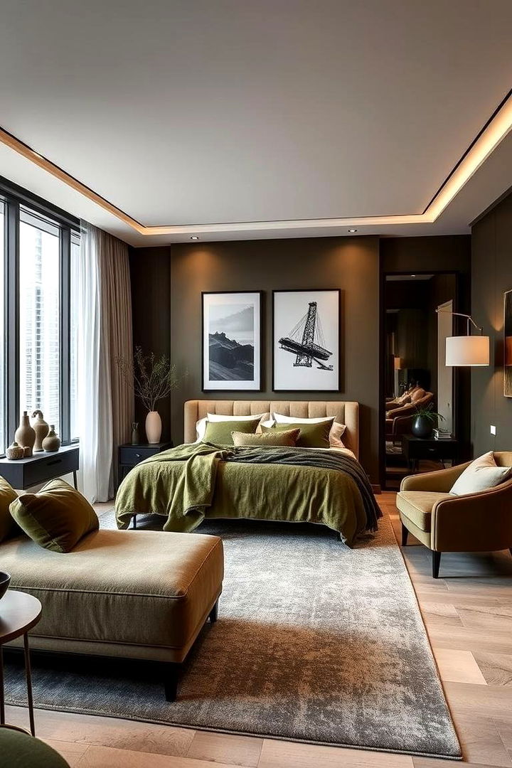 Sophisticated Urban Olive - 22 Olive Green Bedroom Ideas