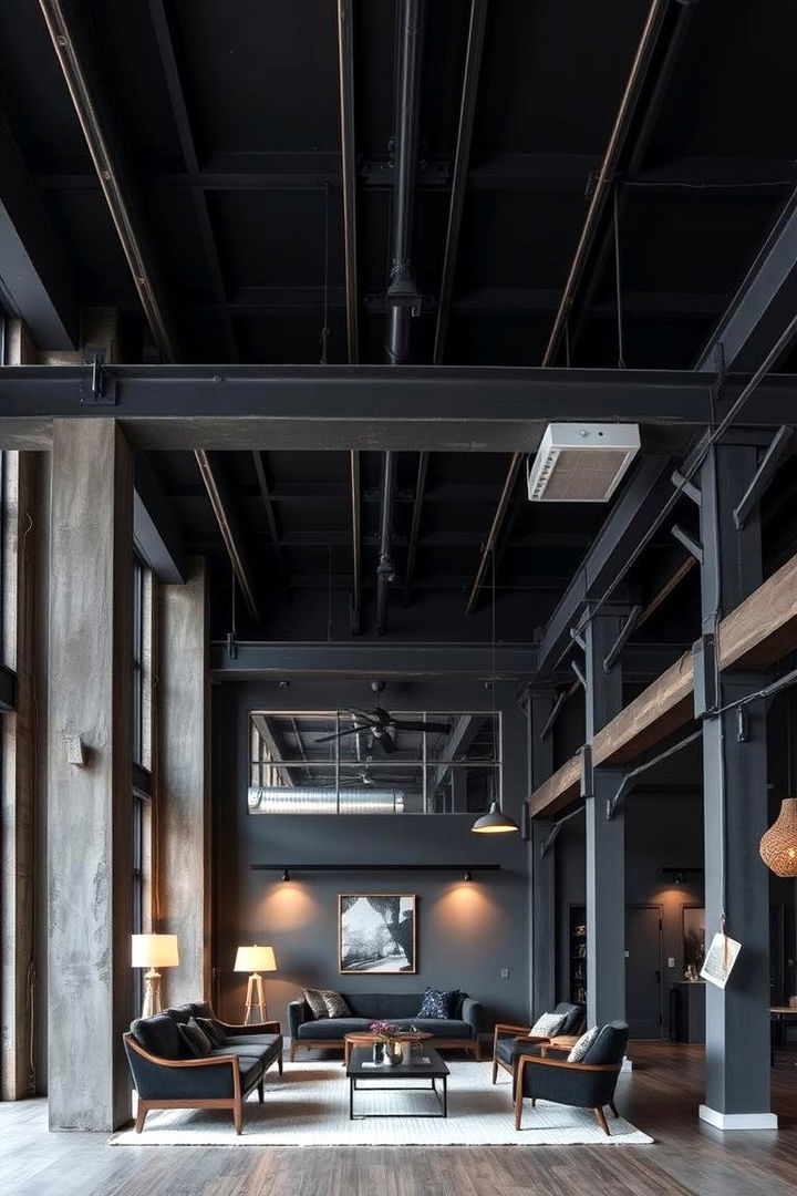 Sophisticated Urban Vibes - 22 Black Ceiling With Grey Walls